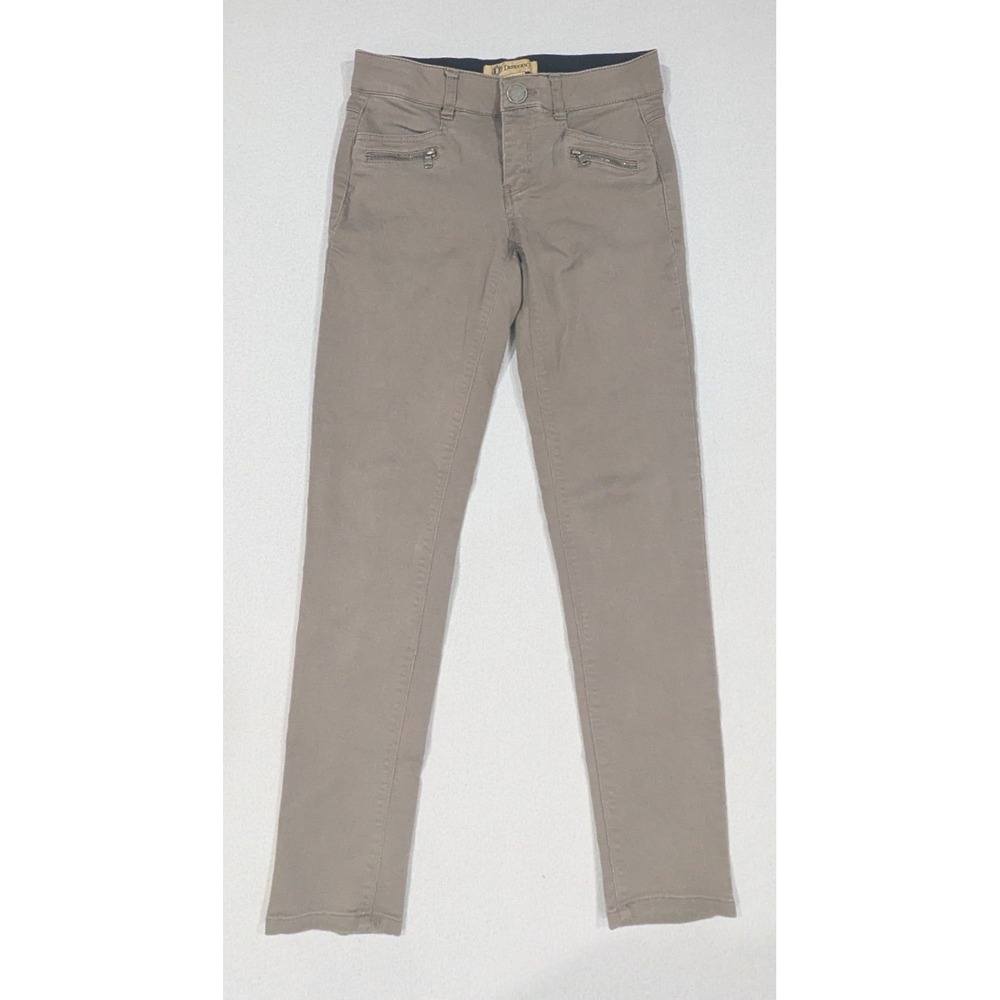 Democracy Pants Women 2 Taupe Excellent Ab Technology Skinny Zip Detail Khaki